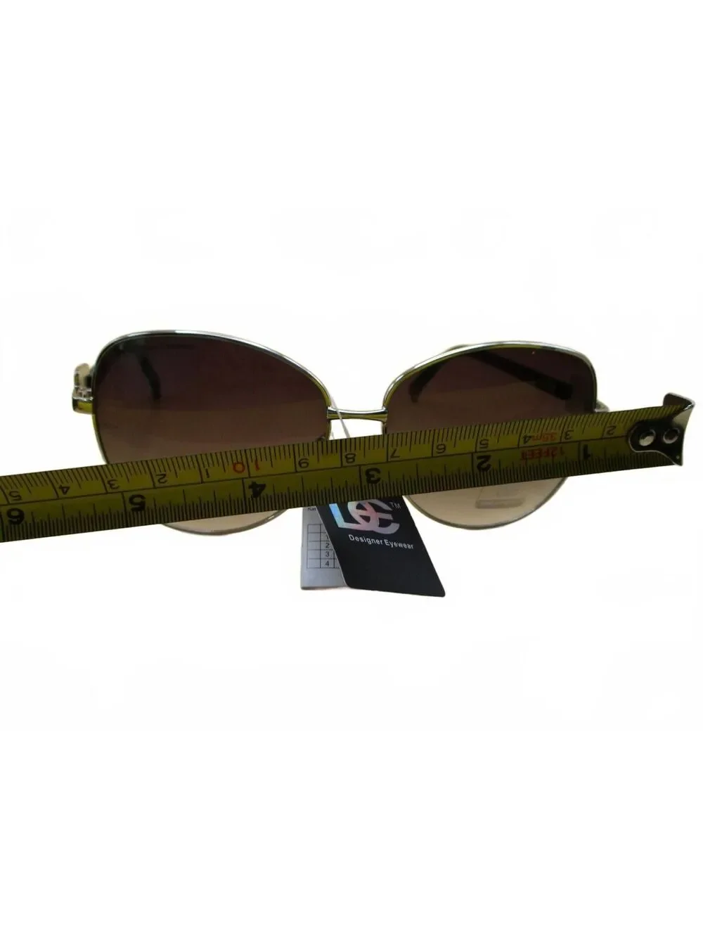 DG Eyewear Gold Metal Oversized Sunglasses Women Brown Gradient Lens New Tags